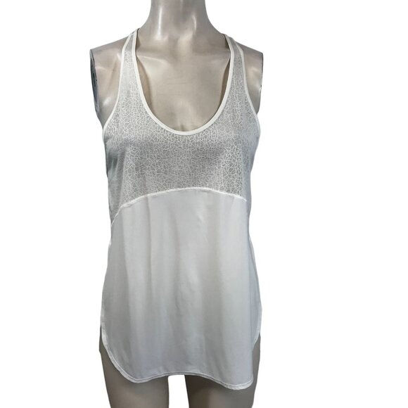 LULULEMON - WOMEN'S 6 - WHITE SLEEVELESS ROUND NECK LACE TWIST TANK TOP - Picture 1 of 5